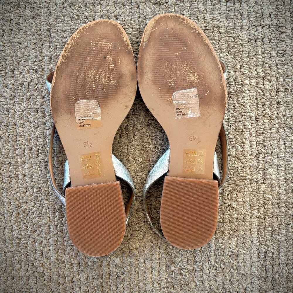 Madewell Silver Heidi Asymmetrical Slingback Flat Sandals 6.5M - Picture 6 of 14